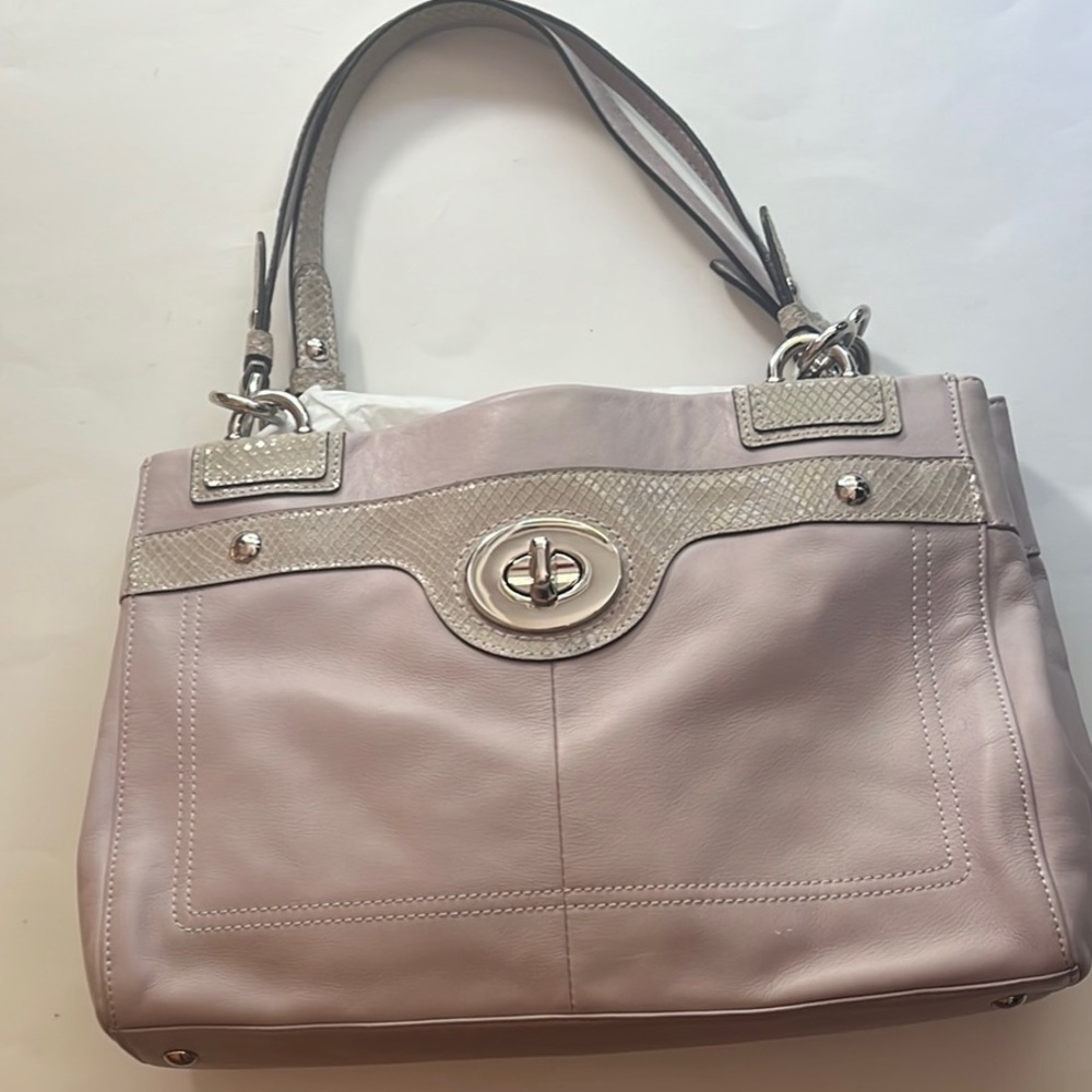 Coach Light Pink Shoulder Bag with Silver Accents